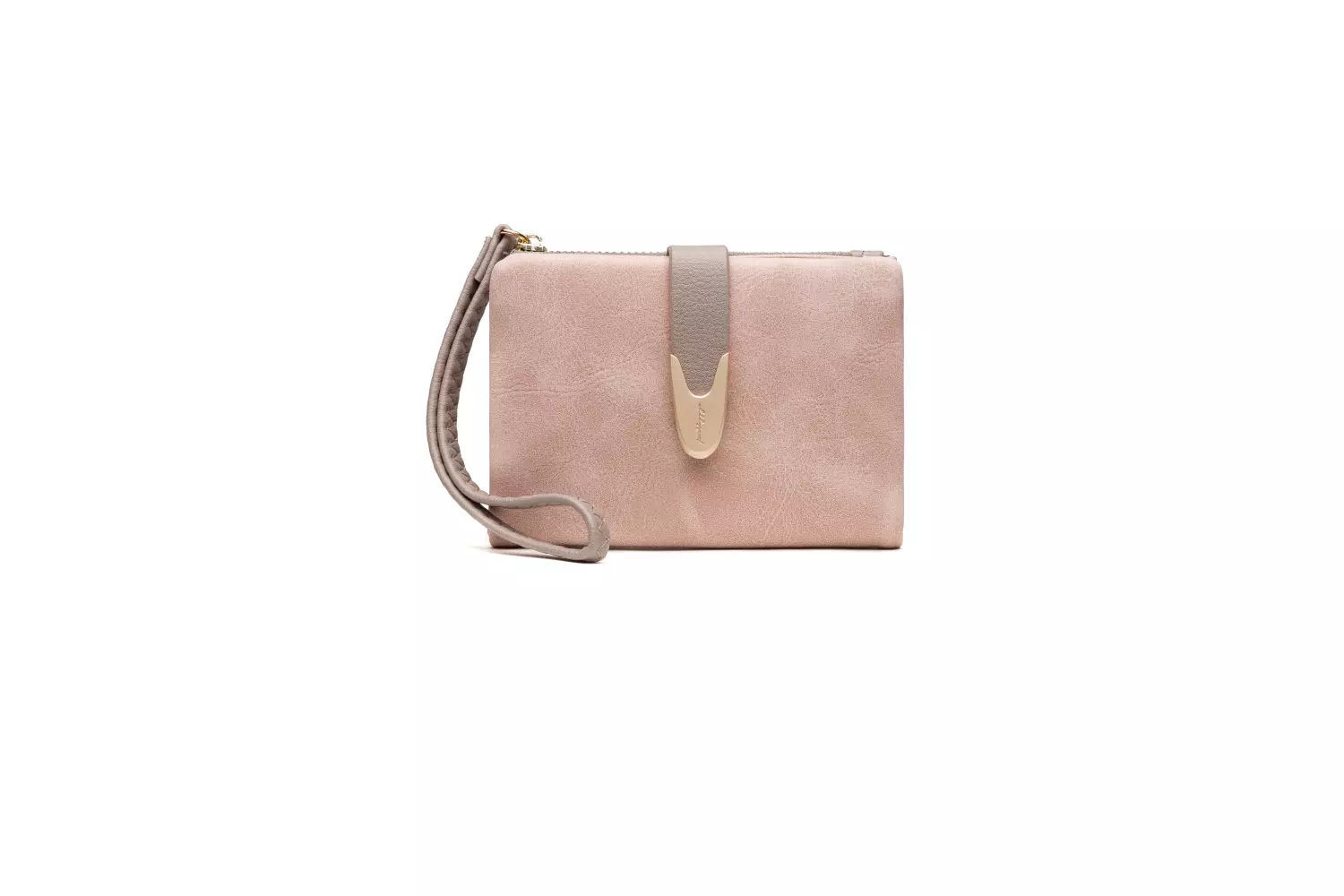 City Light PU Leather Short Wallet with Wristlet - PINK
