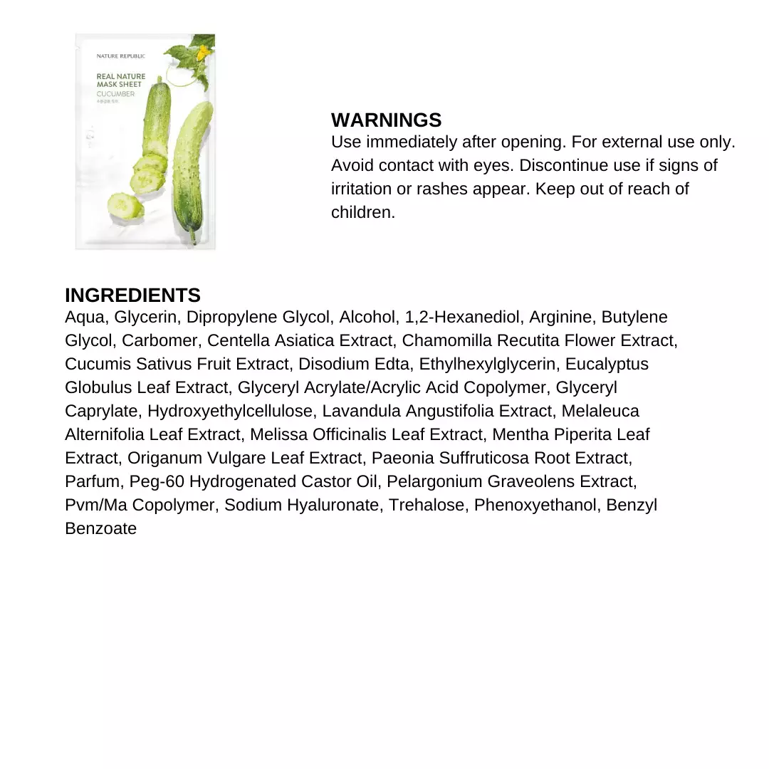 Nature Republic Real Nature Cucumber Mask Sheet