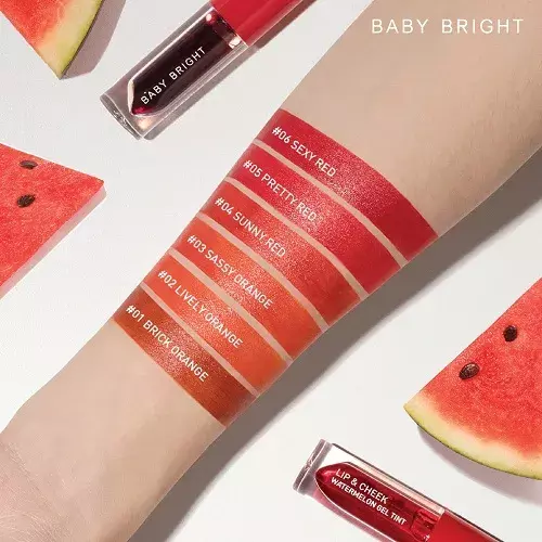 Baby Bright Lip & Cheek Watermelon Gel Tint #02 LIVELY ORANGE (2.5g)