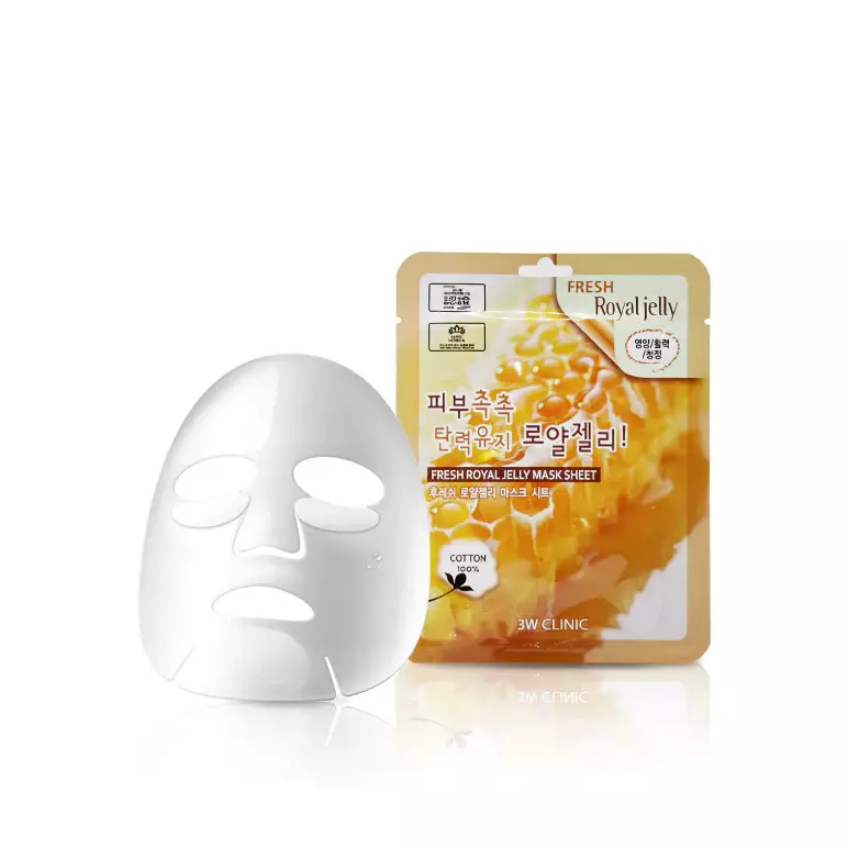 3W Clinic Fresh Mask Sheet Duo [ 3W Clinic Fresh Royal Jelly Mask Sheet (23ml) + 3W Clinic Fresh Aloe Mask Sheet (23ml)]