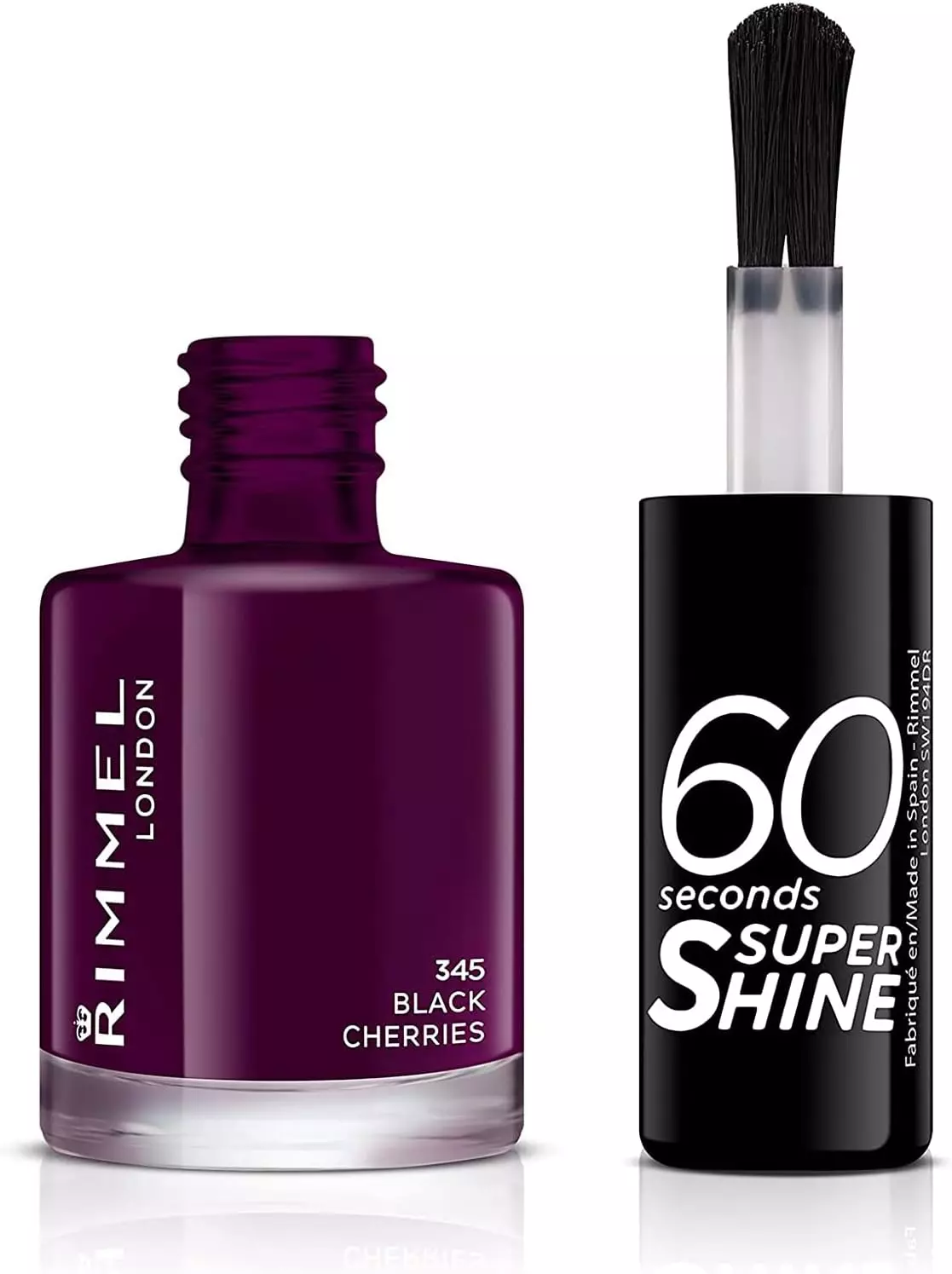 Rimmel London 60 Seconds Super Shine Nail Polish - 345 BLACK CHERRIES (8ml)