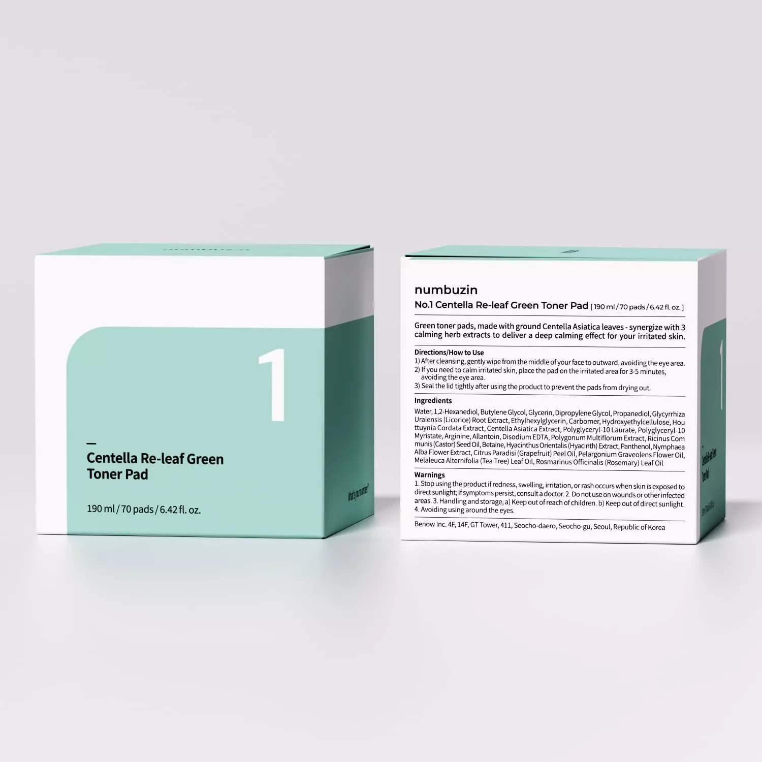 Numbuzin Centella Re-Leaf Green Toner Pad