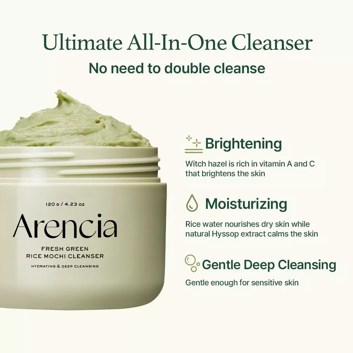 Arencia Fresh Green Rich Mochi Cleanser (120g)