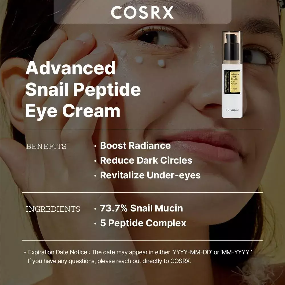Eye Care Duo [ Cosrx Advanced Snail Hydrogel Eye Patch (90g)  + Cosrx Advanced Snail Peptide Eye Cream (25ml) ]