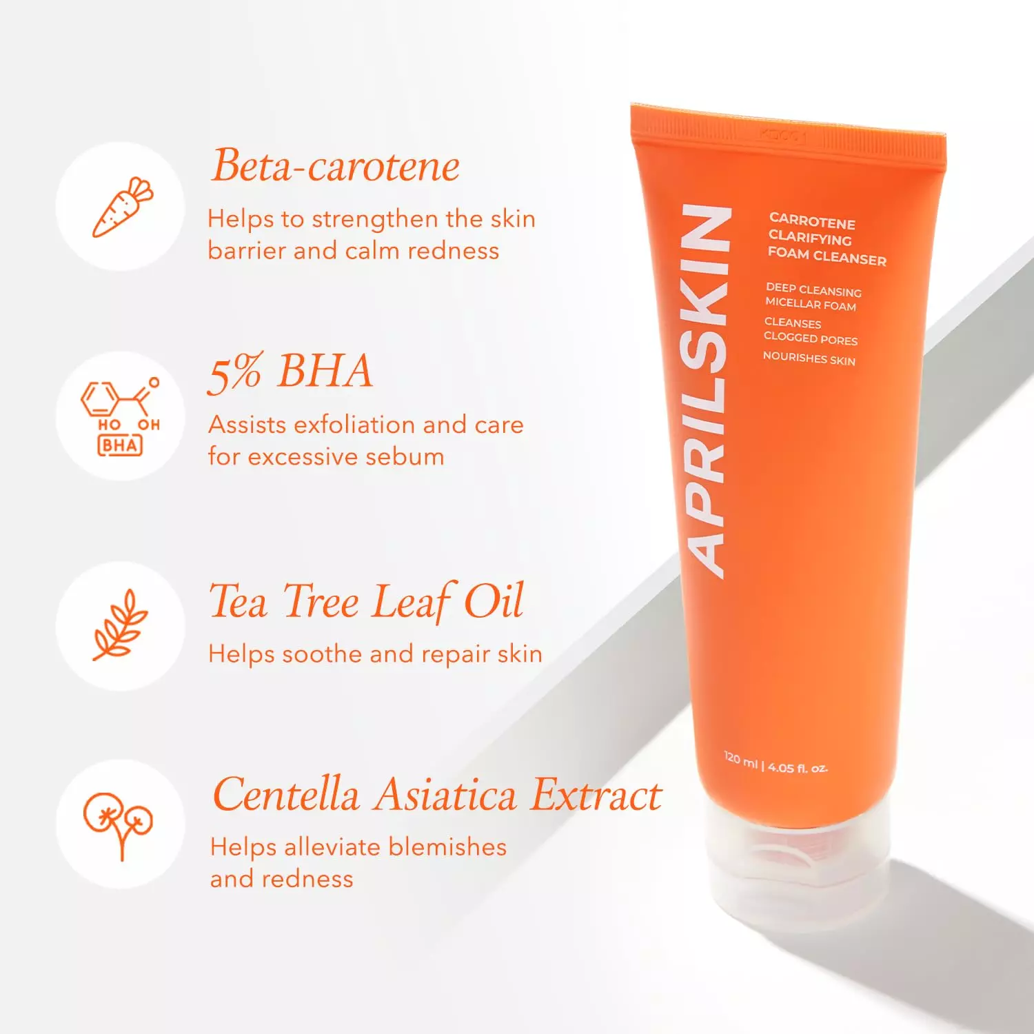 April Skin Real Carrotene Acne Foam Cleanser 120ML