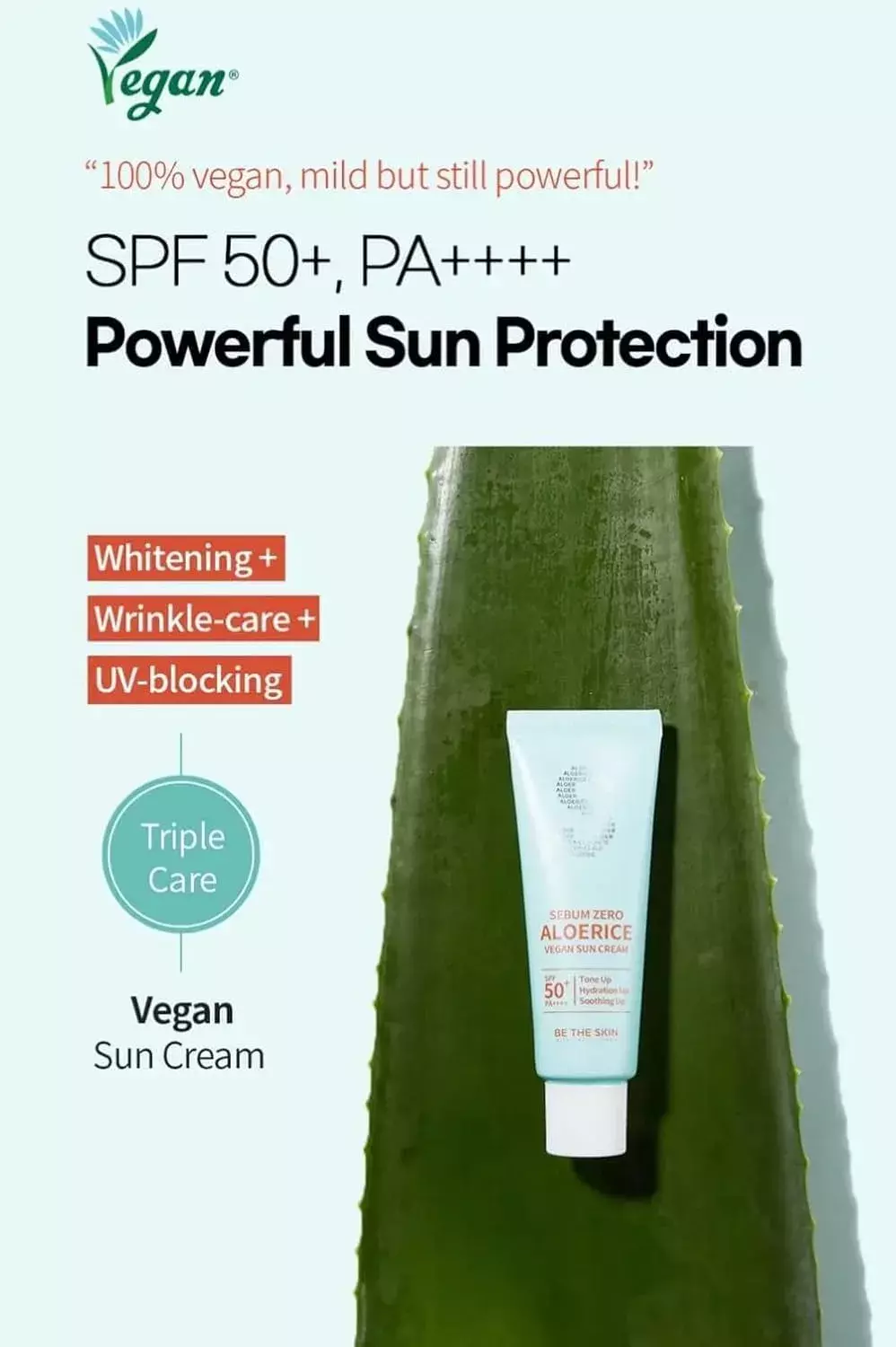 Be The Skin Sebum Zero Aloerice Vegan Sun Cream SPF 50 (50ml)