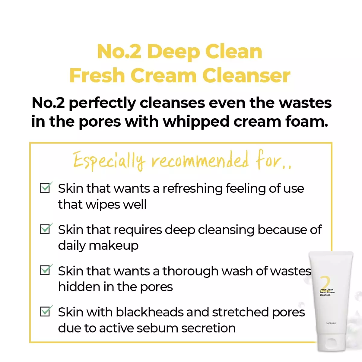 Numbuzin No. 2 Deep Clean Fresh Cream Cleanser (120ml)