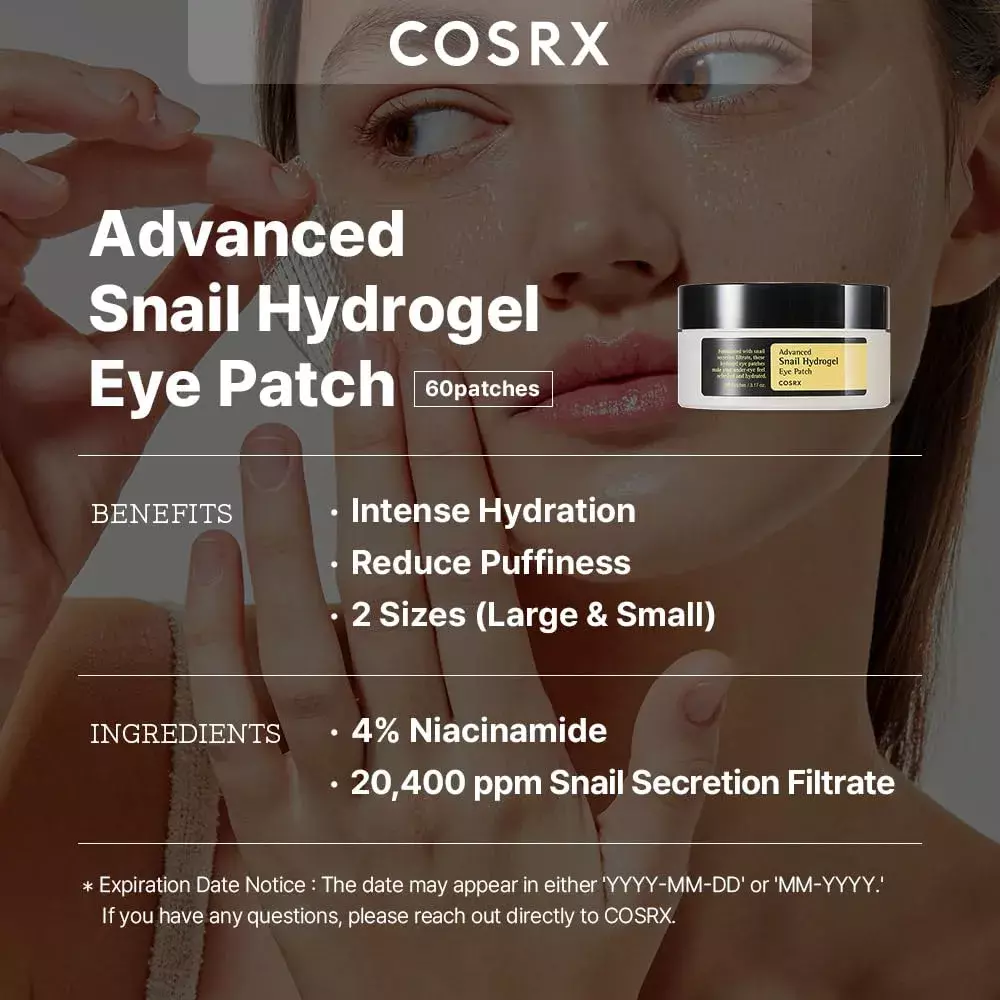 Eye Care Duo [ Cosrx Advanced Snail Hydrogel Eye Patch (90g)  + Cosrx Advanced Snail Peptide Eye Cream (25ml) ]