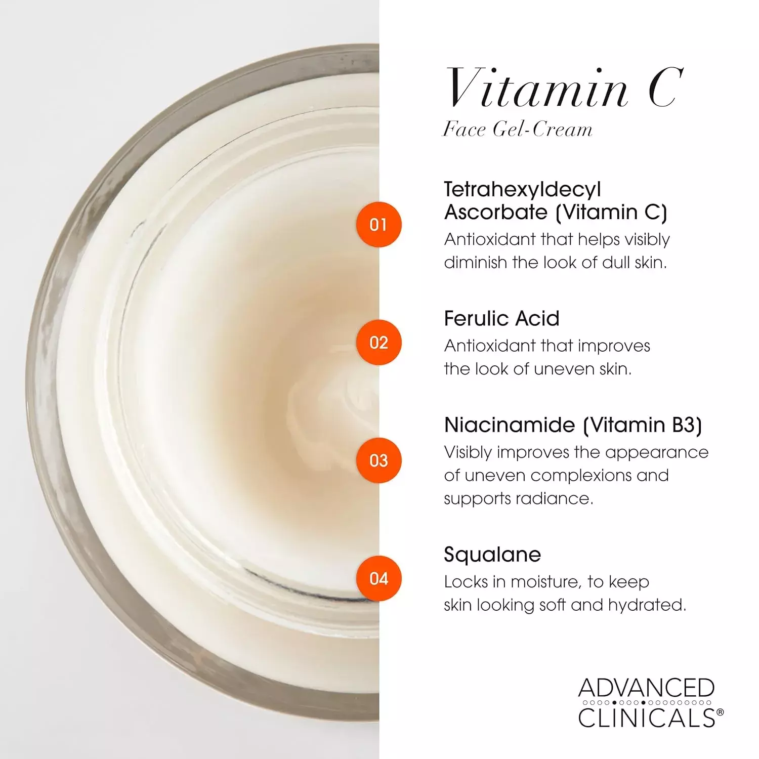 Advanced Clinicals Vitamin C Brightening Face Gel-Cream