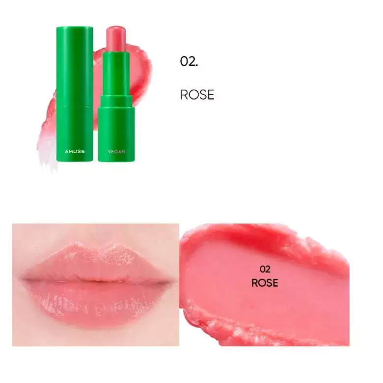 Amuse Vegan Green Lip Balm 02 ROSE
