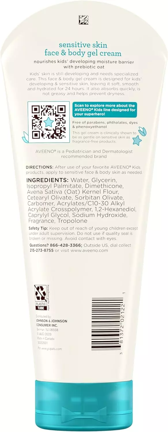 Aveeno Kids Sensitive Skin Face & Body Gel Cream (227g)