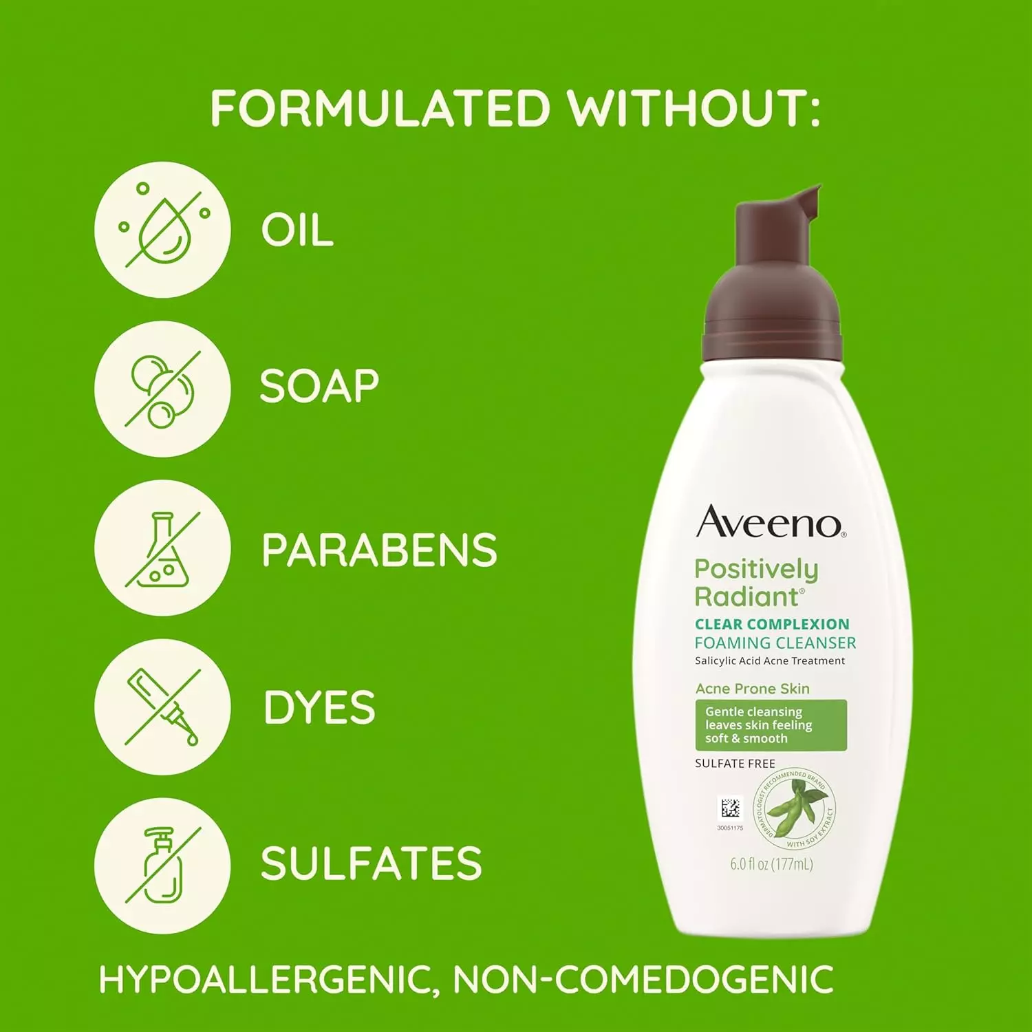 Aveeno Positively Radiant Clear Complexion Foaming Facial Cleanser Oil-Free (177ml)