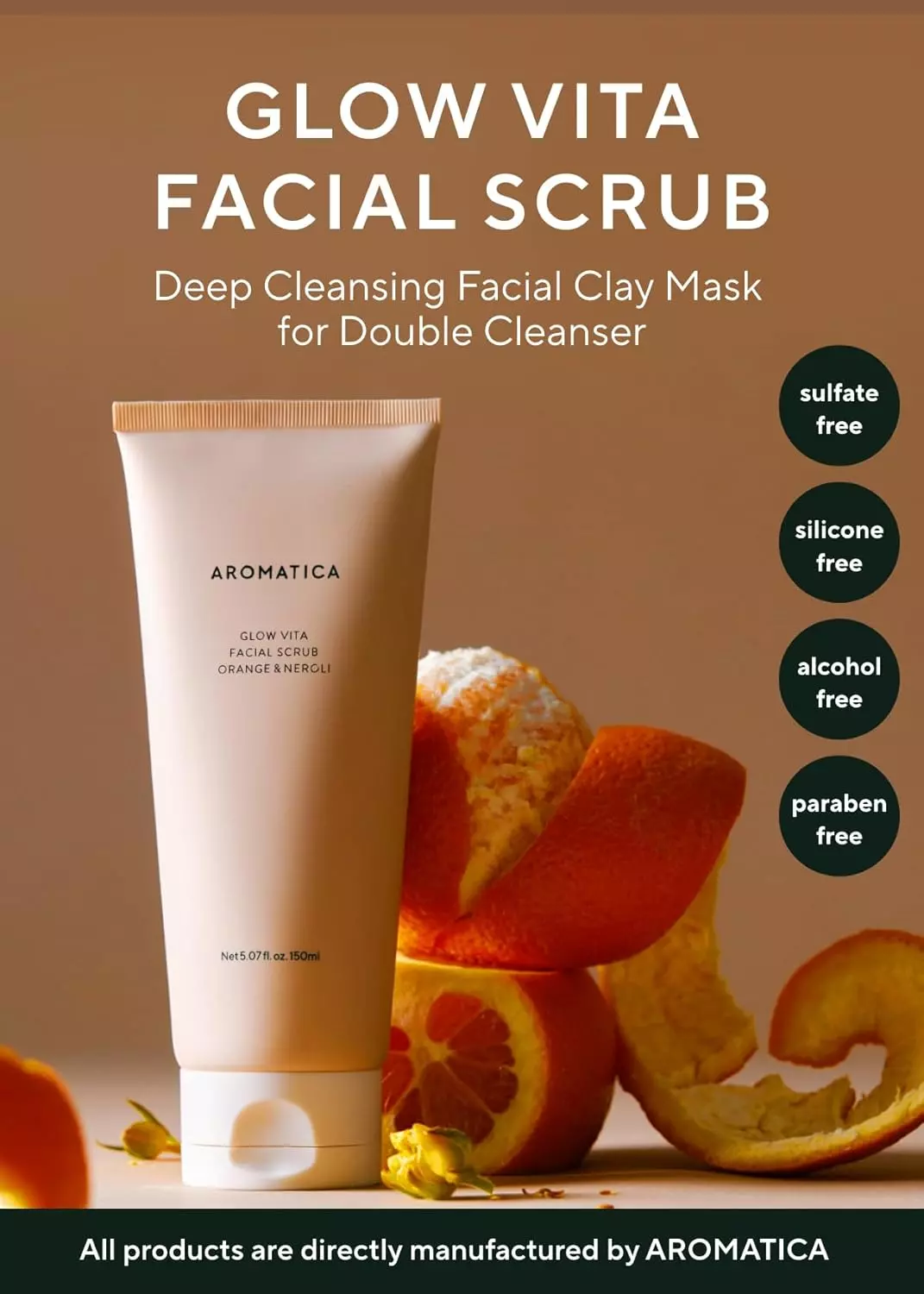 Aromatica Glow Vita Facial Scrub Orange & Neroli 150ml