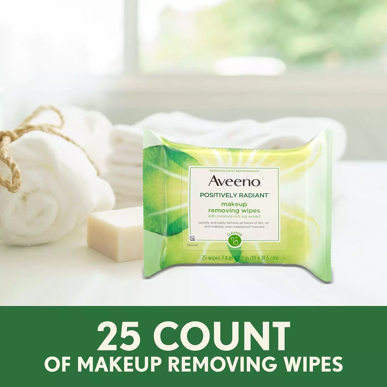 Aveeno Positively Radiant Makeup Removing Face Wipes (25ea)