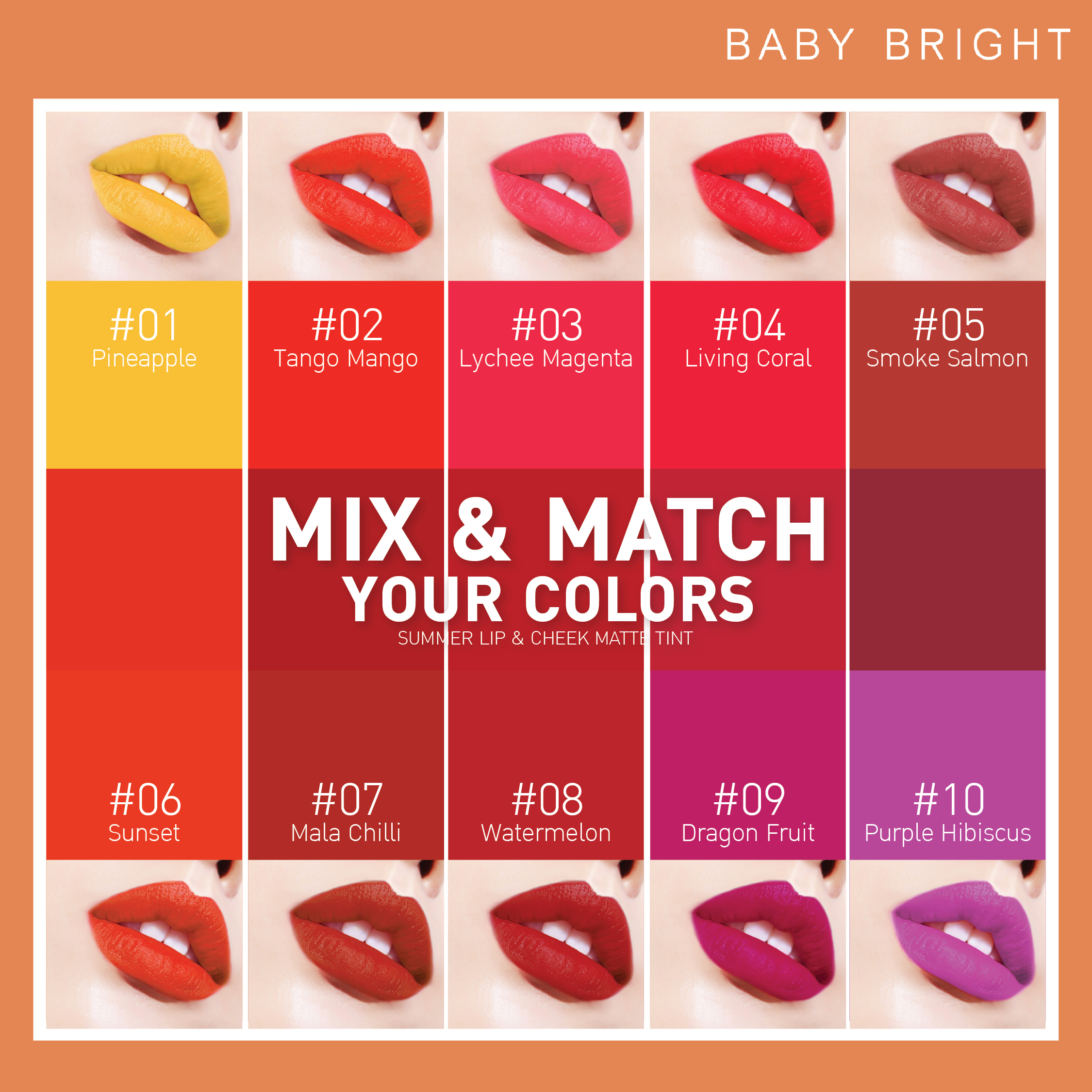 Baby Bright Summer Lip & Cheek Matte Tint Limited Edition #01 PINEAPPLE