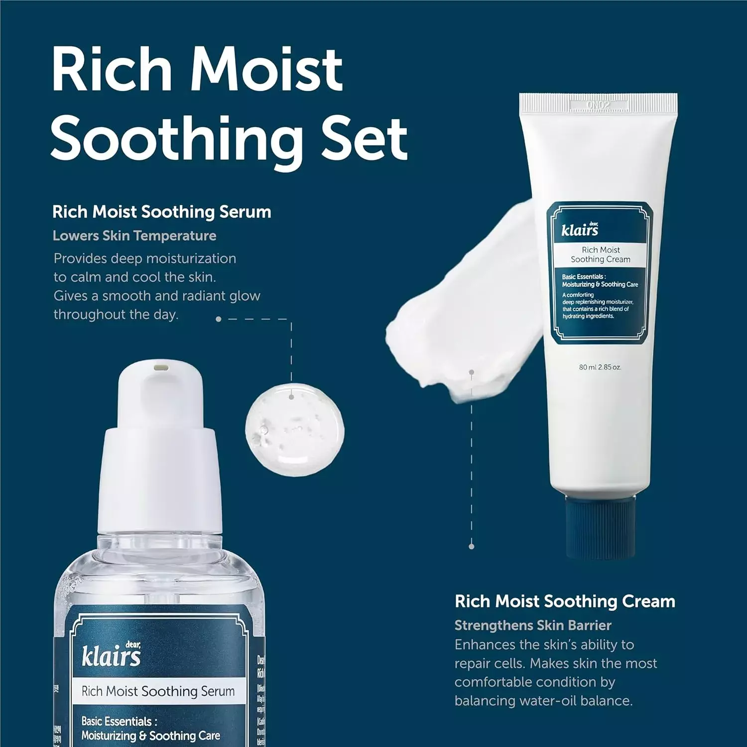 Dear Klairs Rich Moist Soothing Serum (80ml) + Rich Moist Soothing Cream (80g)