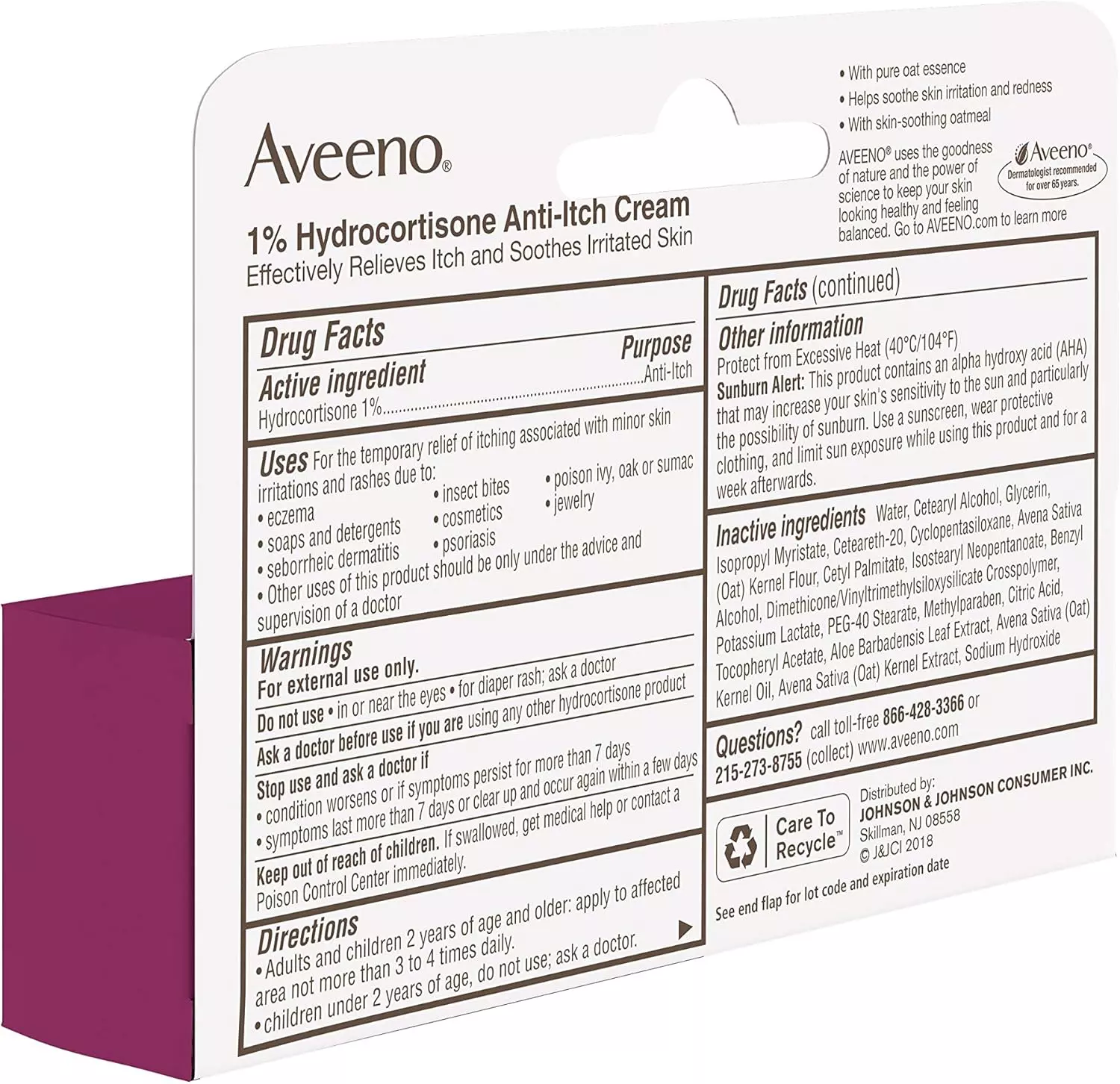 Aveeno 1% Hydrocortisone Anti-Itch Cream (28g)