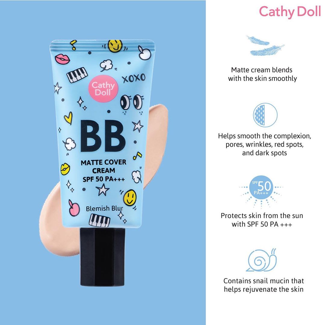 Cathy Doll Matte Cover Blemish Blur BB Cream SPF50 PA+++ #1 LIGHT BEIGE [Exp: 06/19/2022]