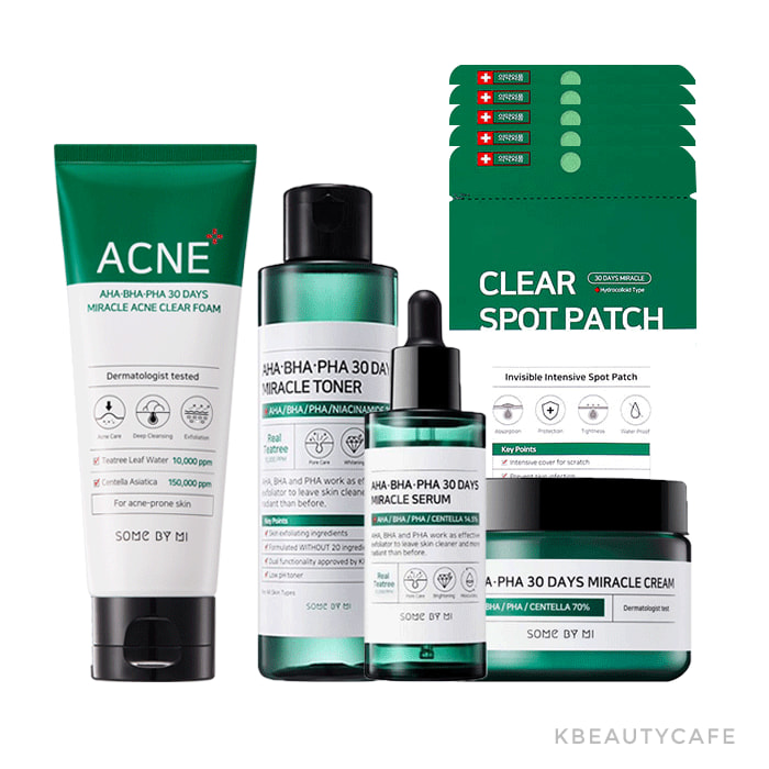 Some by Mi Bundle Set Miracle Toner + Miracle Serum + Miracle Cream + Acne Foam Cleanser + Acne Patch