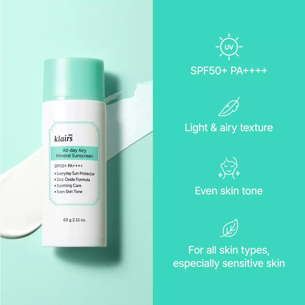 Dear Klairs All-day Airy Mineral Sunscreen SPF50+ PA++++
