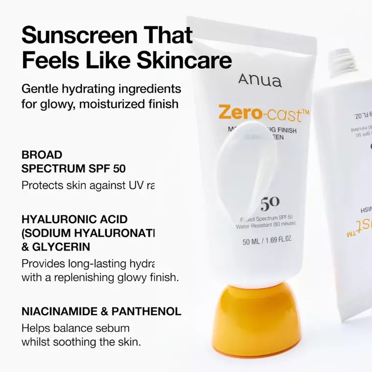 Anua Zero Cast Moisturizing Finish Sunscreen (50ml)