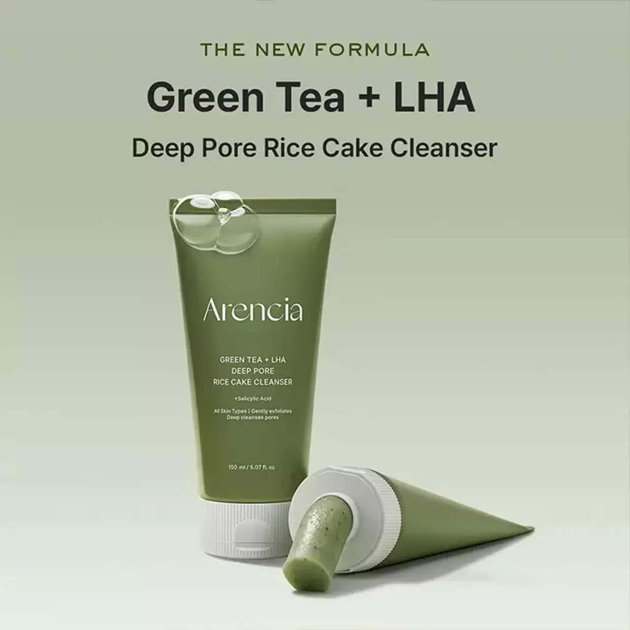 Arencia Green Tea + LHA Deep Pore Rice Cake Cleanser 150mL