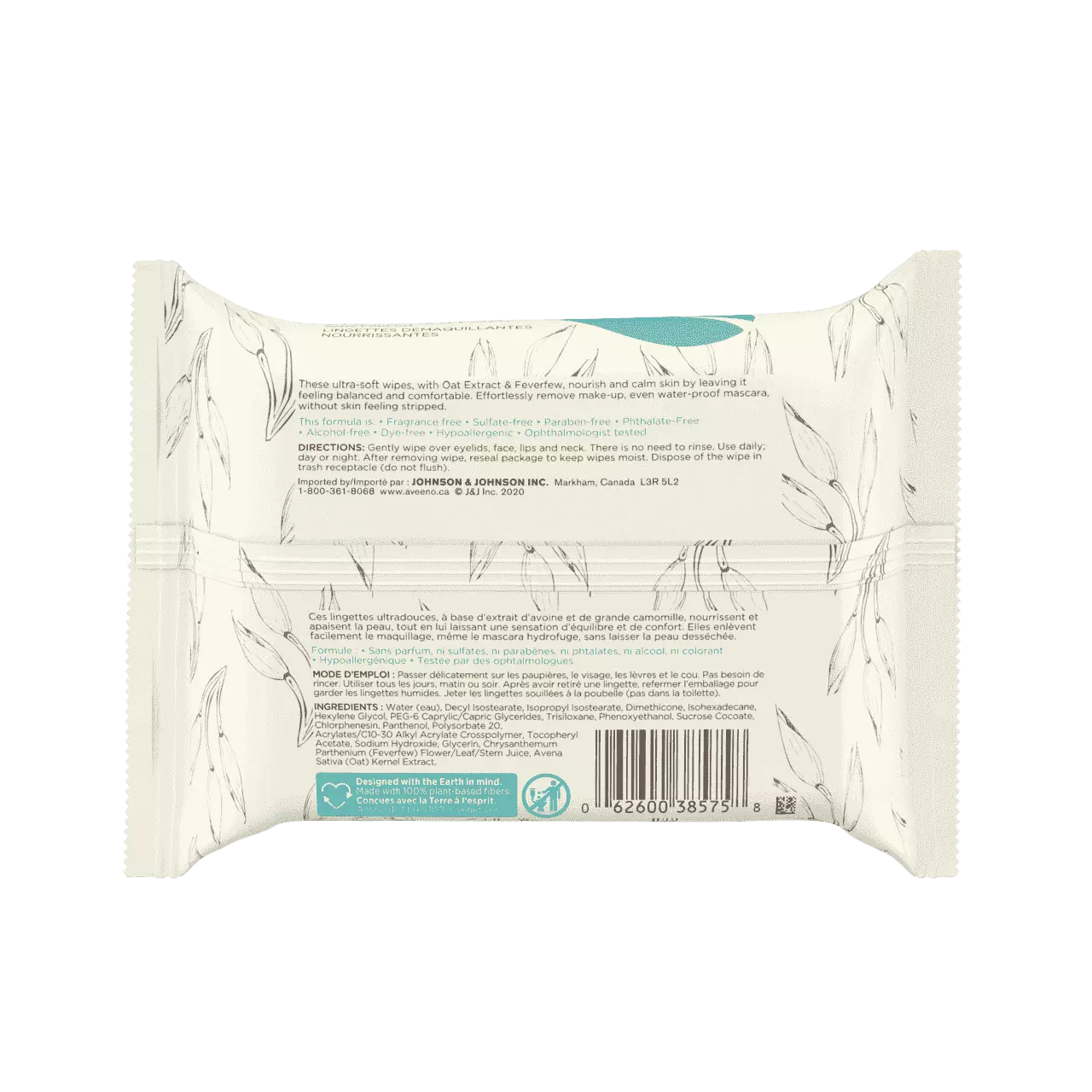 Aveeno Calm + Restore Nourishing Makeup Remover Face Wipes (25 wipes)