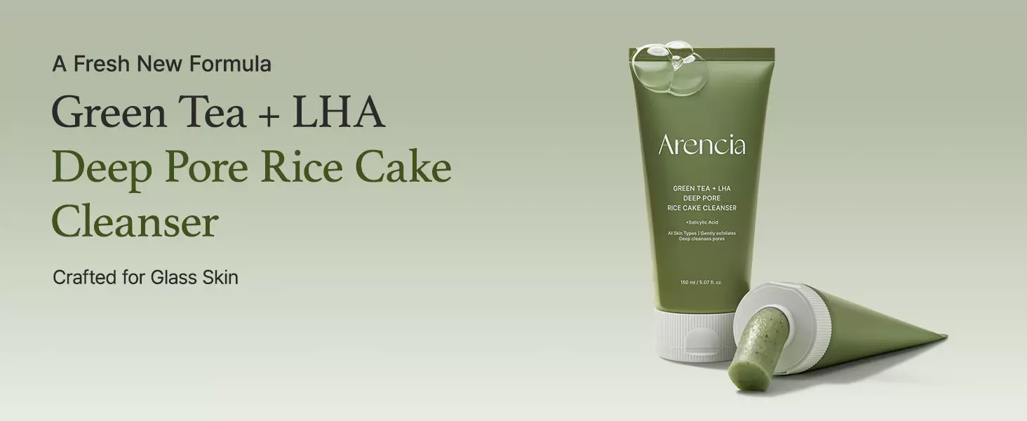 Arencia Green Tea + LHA Deep Pore Rice Cake Cleanser 150mL