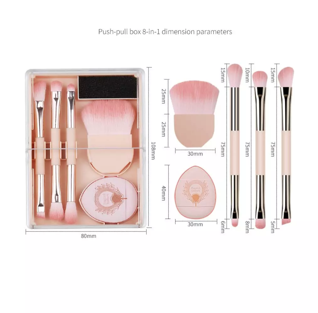 Blink 8-in-1 Pushable makeup brush Set# Pink