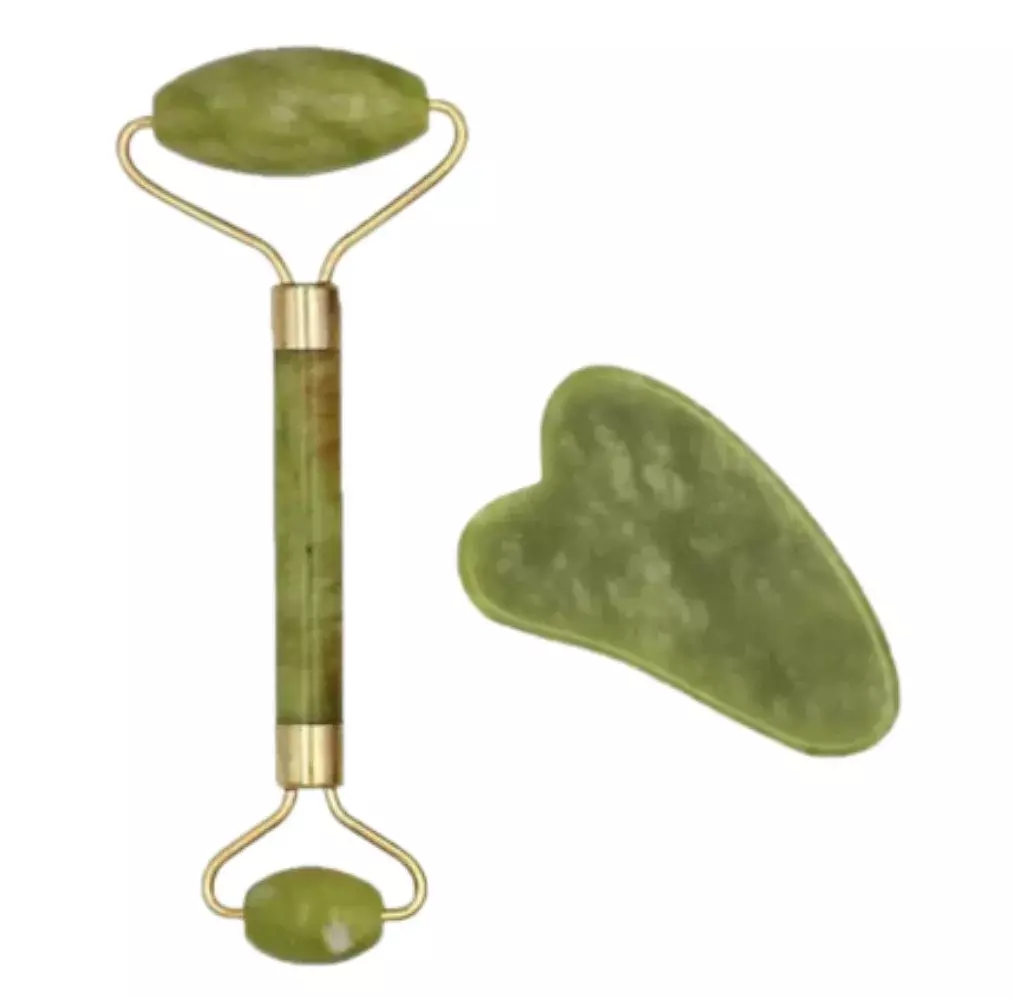 Blink Jade Facial Roller + Guasha Set# Deep Green