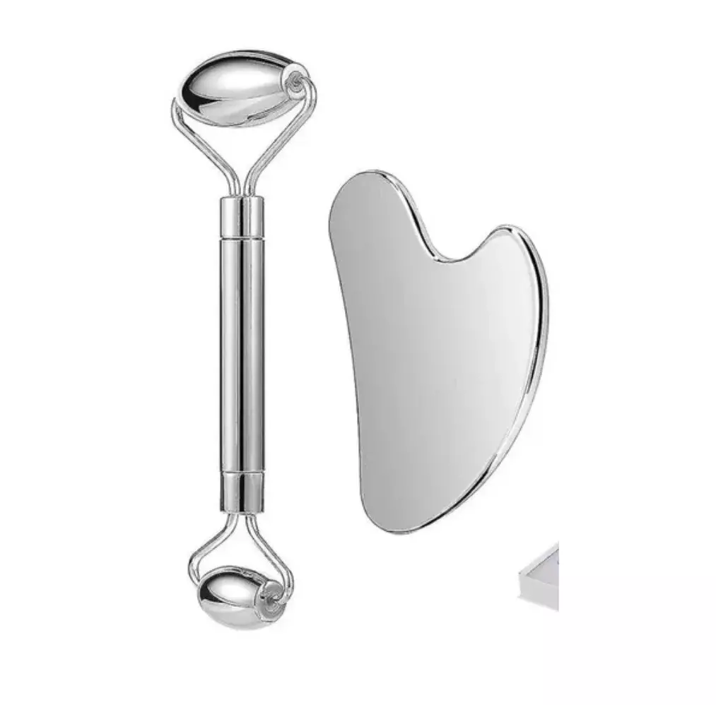 Blink Jade Facial Roller + Guasha Set# Silver