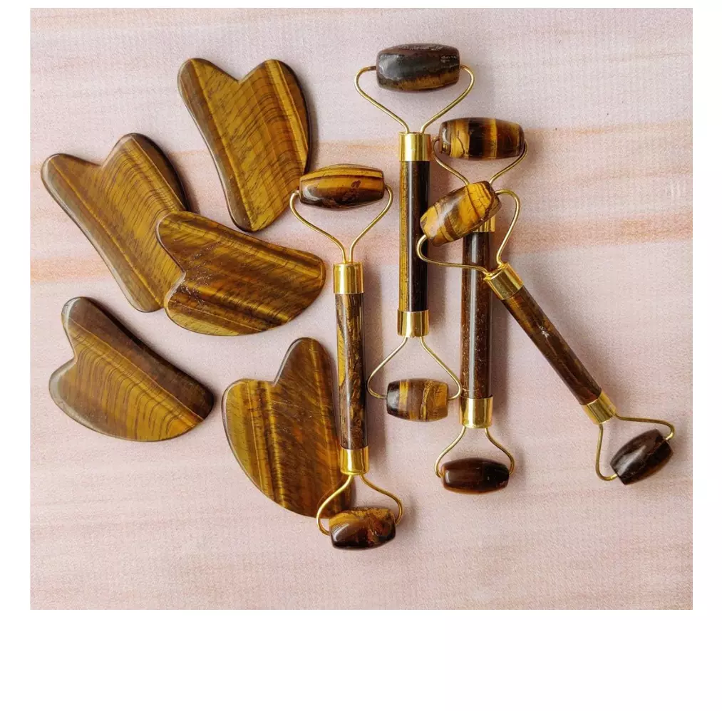 Blink Jade Facial Roller + Guasha Set# Tiger Eye