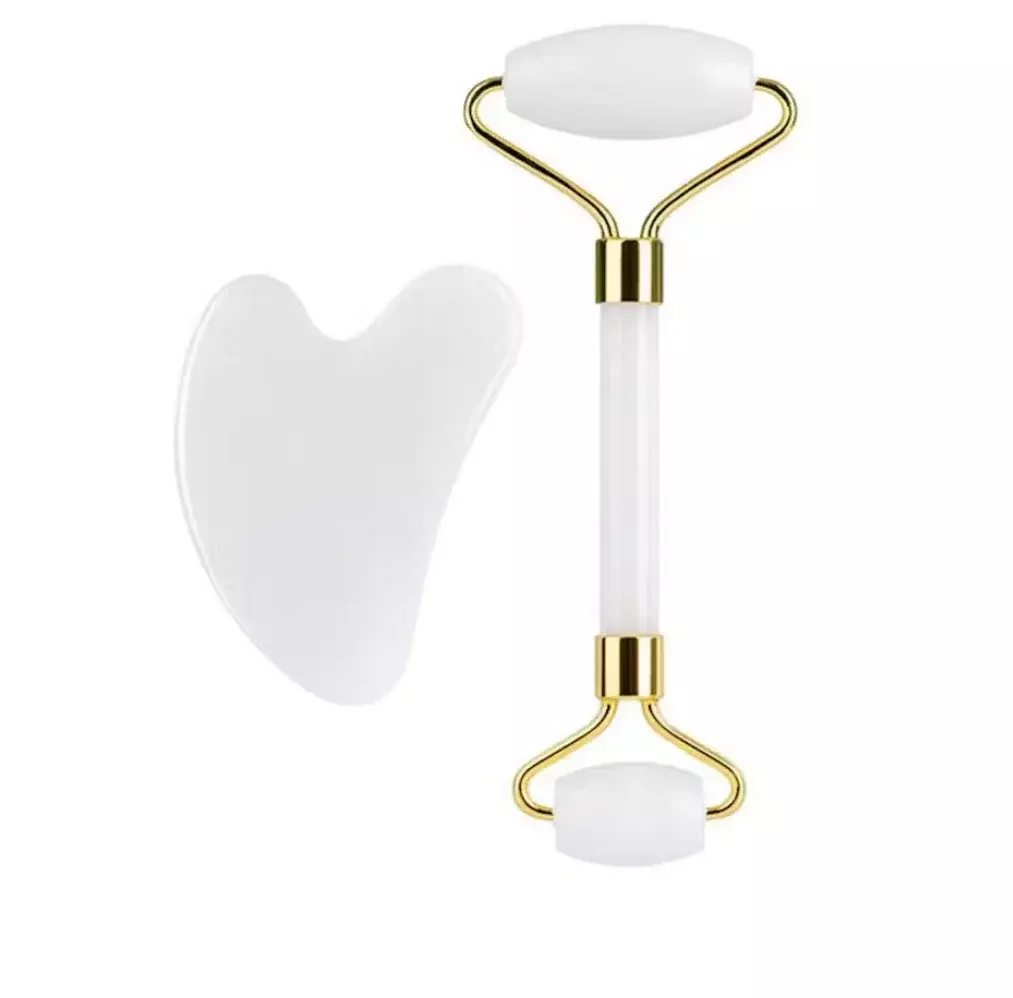 Blink Jade Facial Roller + Guasha Set # White