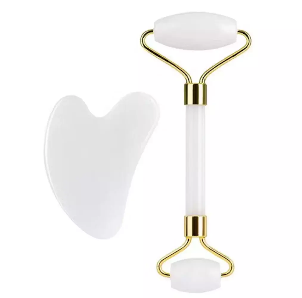 Blink Jade Facial Roller + Guasha Set # White