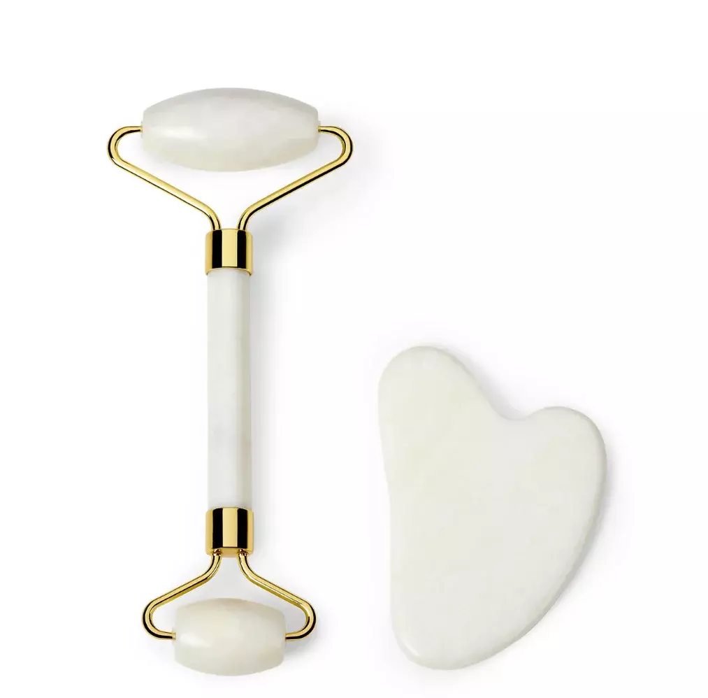Blink Jade Facial Roller + Guasha Set # White