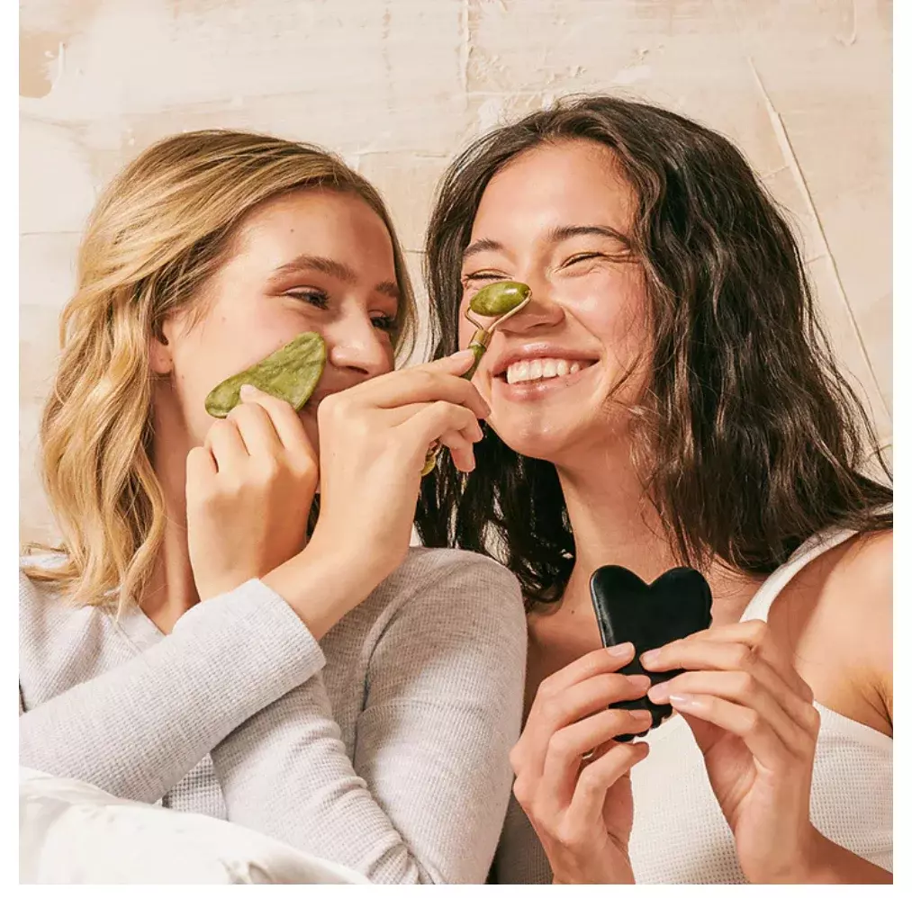 Blink Jade Facial Roller + Guasha Set# White Green