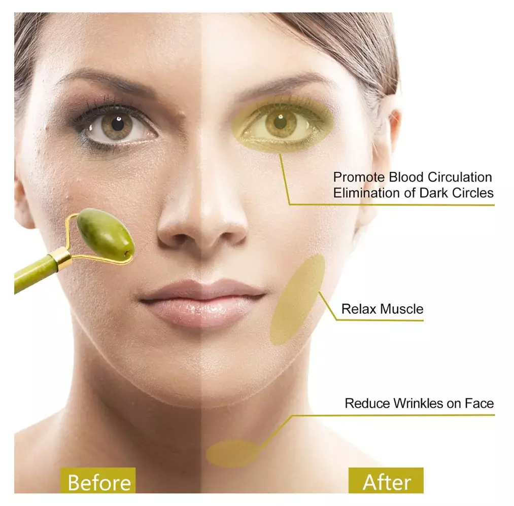 Blink Jade Facial Roller + Guasha Set# Yellow Green