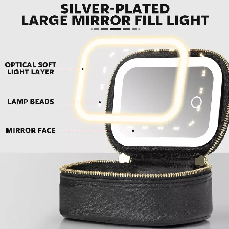 Blink Portable Cosmetic Bag with Mirror LED Light# Black