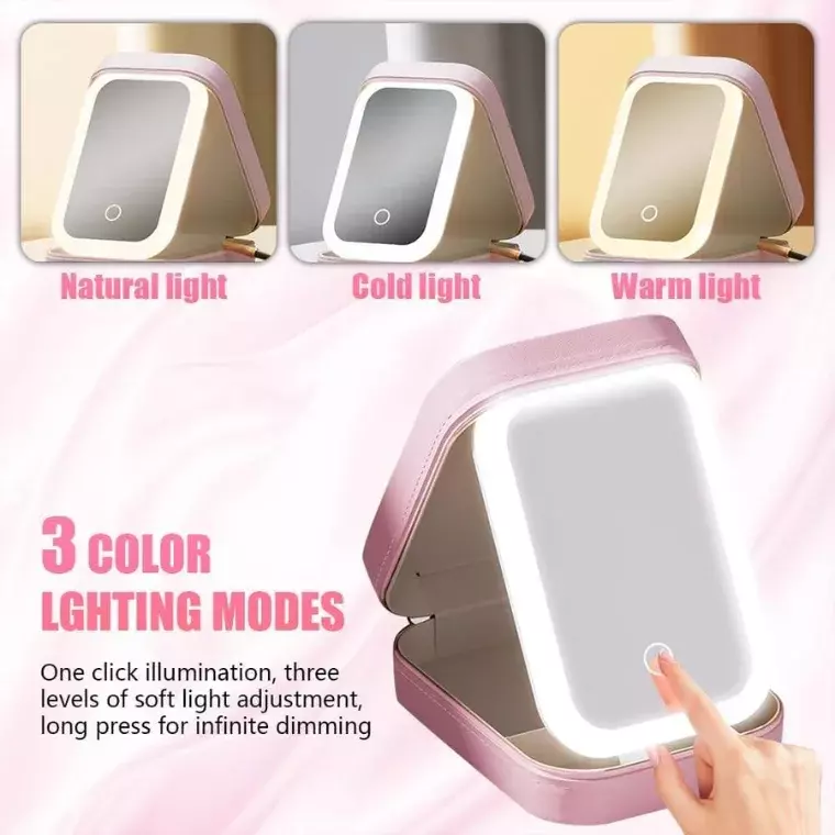Blink Portable Travel Smart Organizer Makeup Box With Led Mirror #Pink