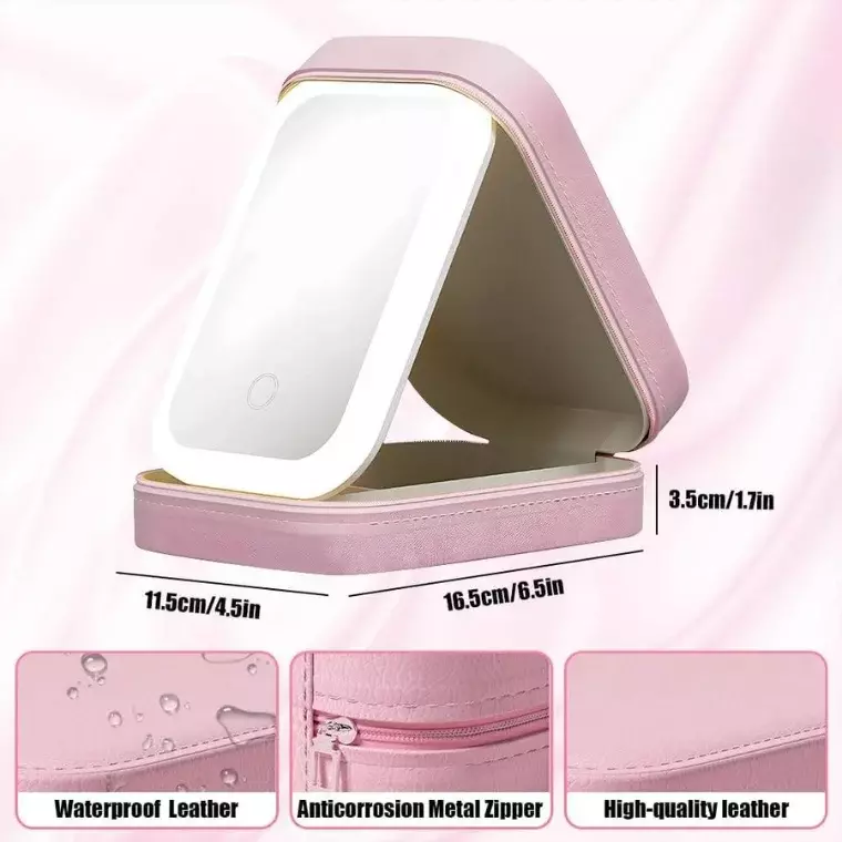 Blink Portable Travel Smart Organizer Makeup Box With Led Mirror #Pink