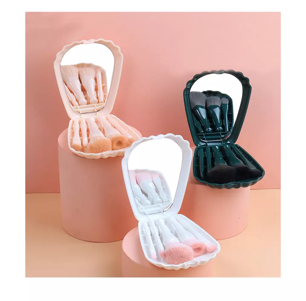Blink Shells Makeup Brush 5 In 1 Mirror Box# White