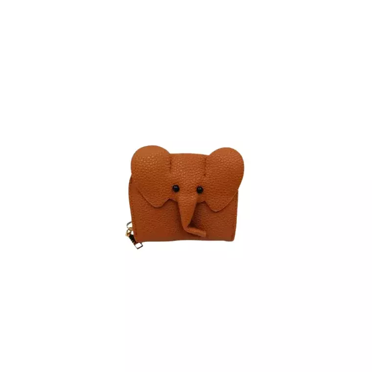 Blink Wallet Card Holder, Cute Elephant Small Minimalist Leather Credit for Women - Brown