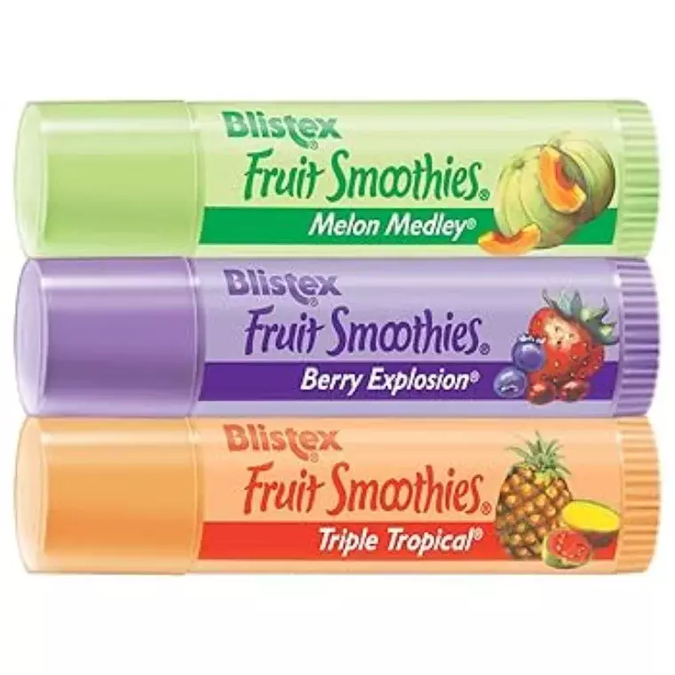 Blistex Fruit Smoothies Lip Balm 3-pack SPF 15 Berry Melon Tropical Vtg Old (2.83gm) Ea