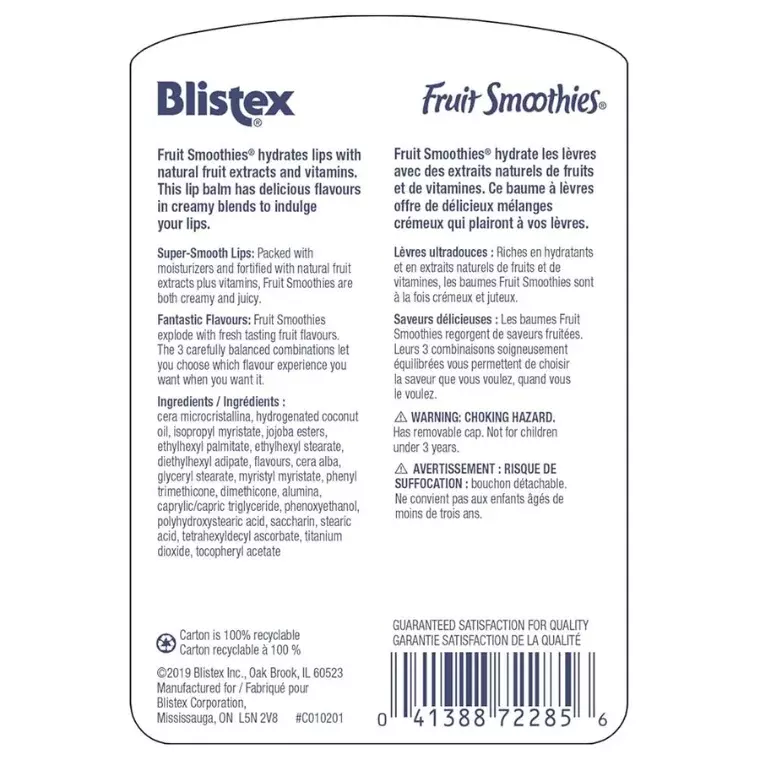 Blistex Fruit Smoothies Lip Balm 3-pack SPF 15 Berry Melon Tropical Vtg Old (2.83gm) Ea