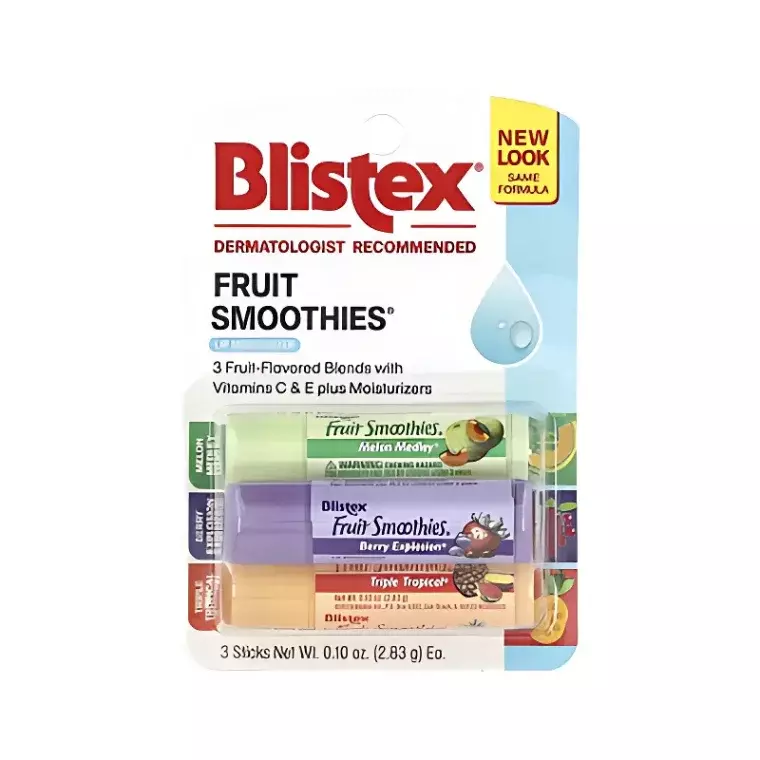 Blistex Fruit Smoothies Lip Balm 3-pack SPF 15 Berry Melon Tropical Vtg Old (2.83gm) Ea