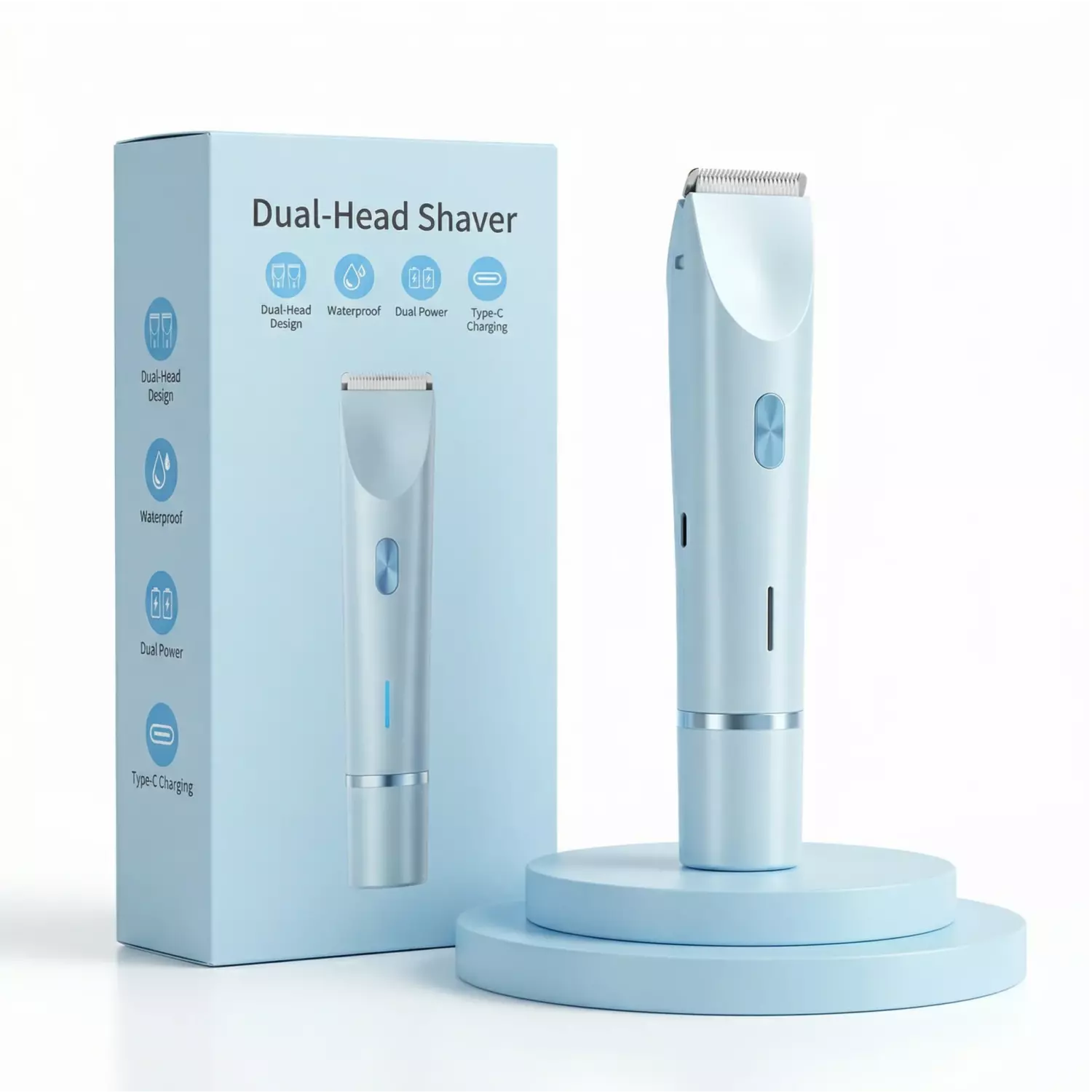 Blink Dual-Head Shaver Design Waterproof Hair Trimmer Remover# Light Green
