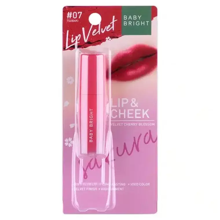 Baby Bright Lip & Cheek Velvet Cherry Blossom #07 Tsubaki (2.4gm)