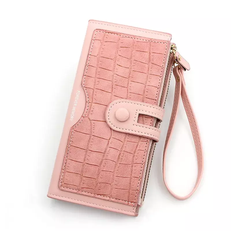 Forever Memory Multi-Card Long Zipper Coin Purse -PINK