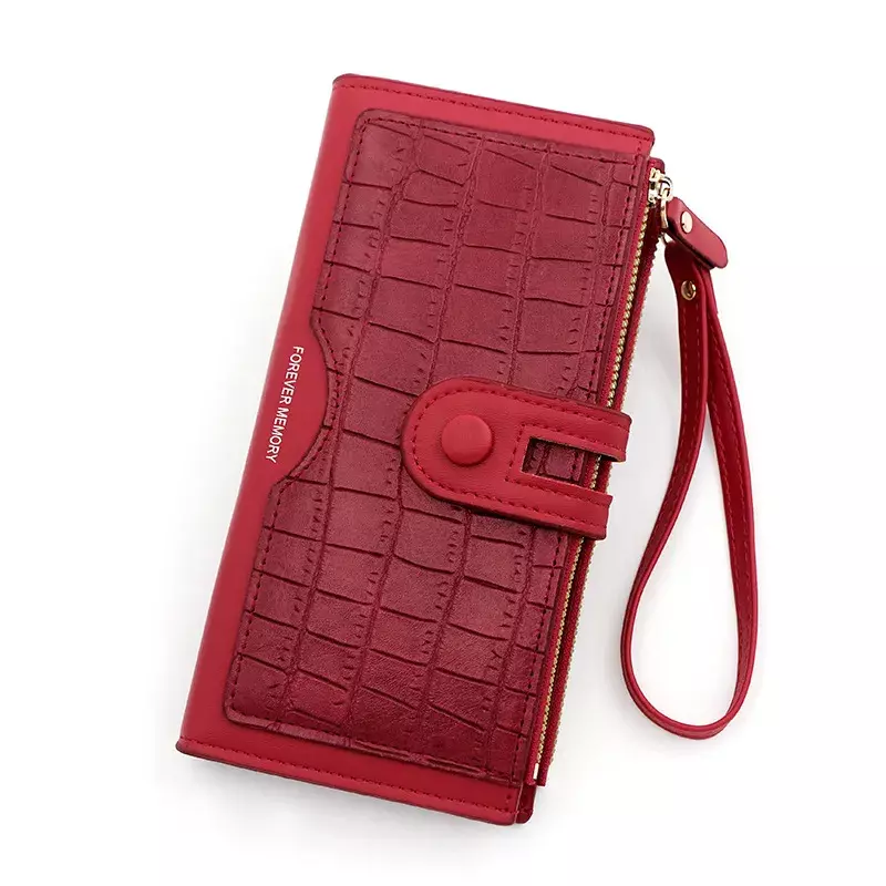 Forever Memory Multi-Card Long Zipper Coin Purse - RED