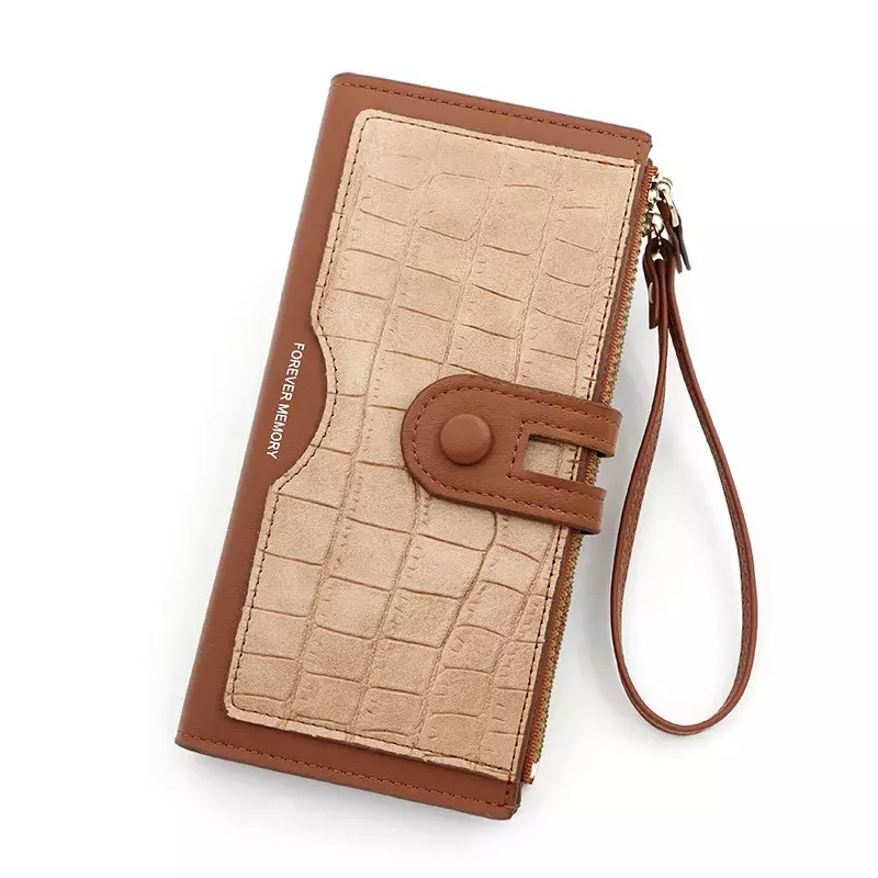 Forever Memory Multi-Card Long Zipper Coin Purse - BROWN